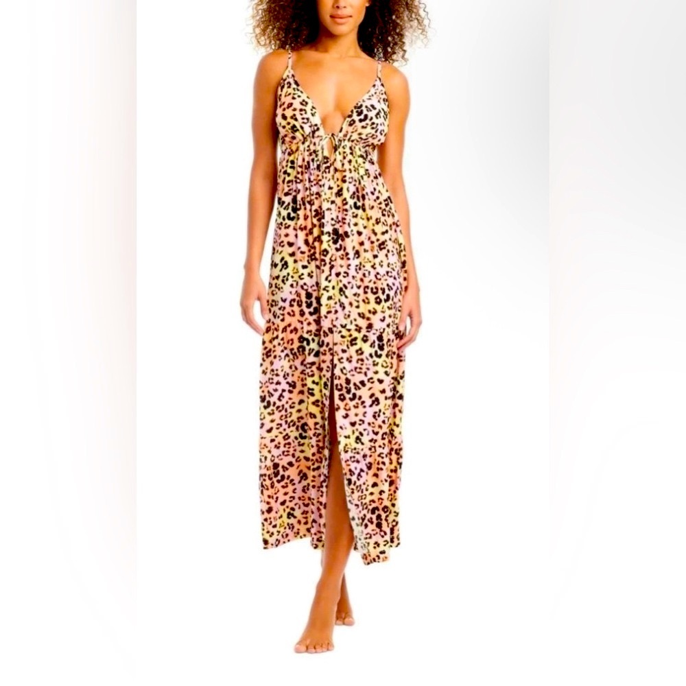 Bar III Black and Pink Slip Swim Coverup